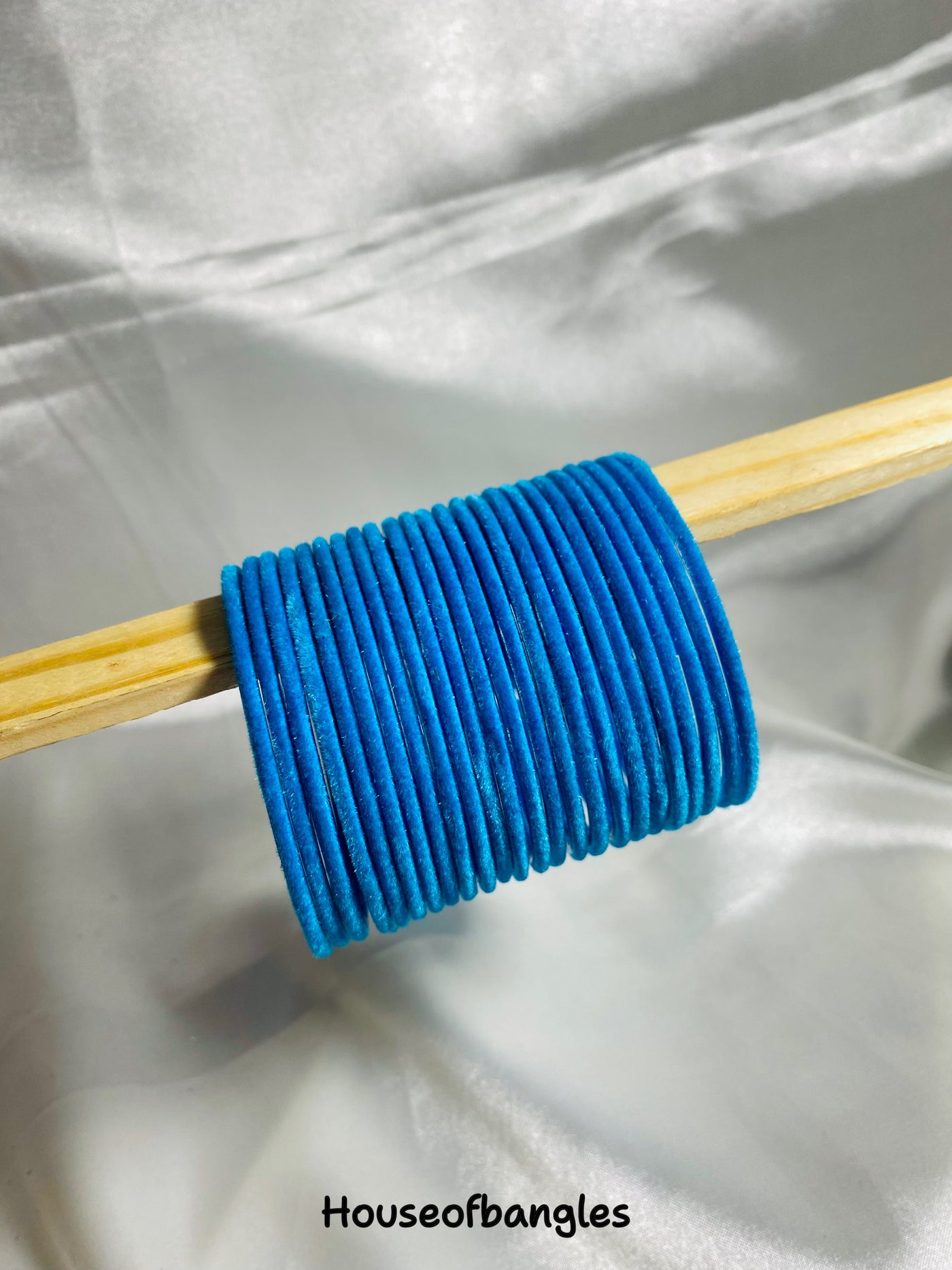 Sky Blue Velvet Bangles (Dozen)